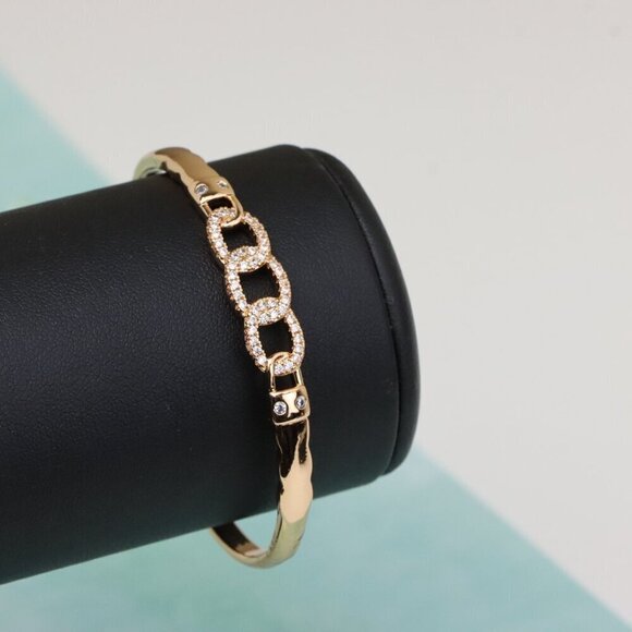 Elegant Rose Gold Chain Link Bangle with Sparkling Zircon Stones, XPBL0497 - Picture 7 of 12
